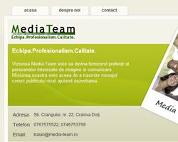 Pagina de prezentare a concernului Media Team